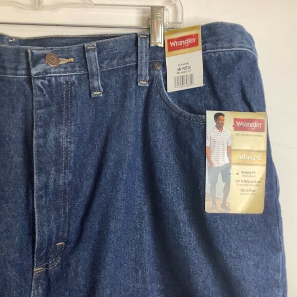 Men's Wrangler Shorts 5-pocket Denim Blue Jeans Relaxed Size 46 60XNKMS - Picture 2 of 4